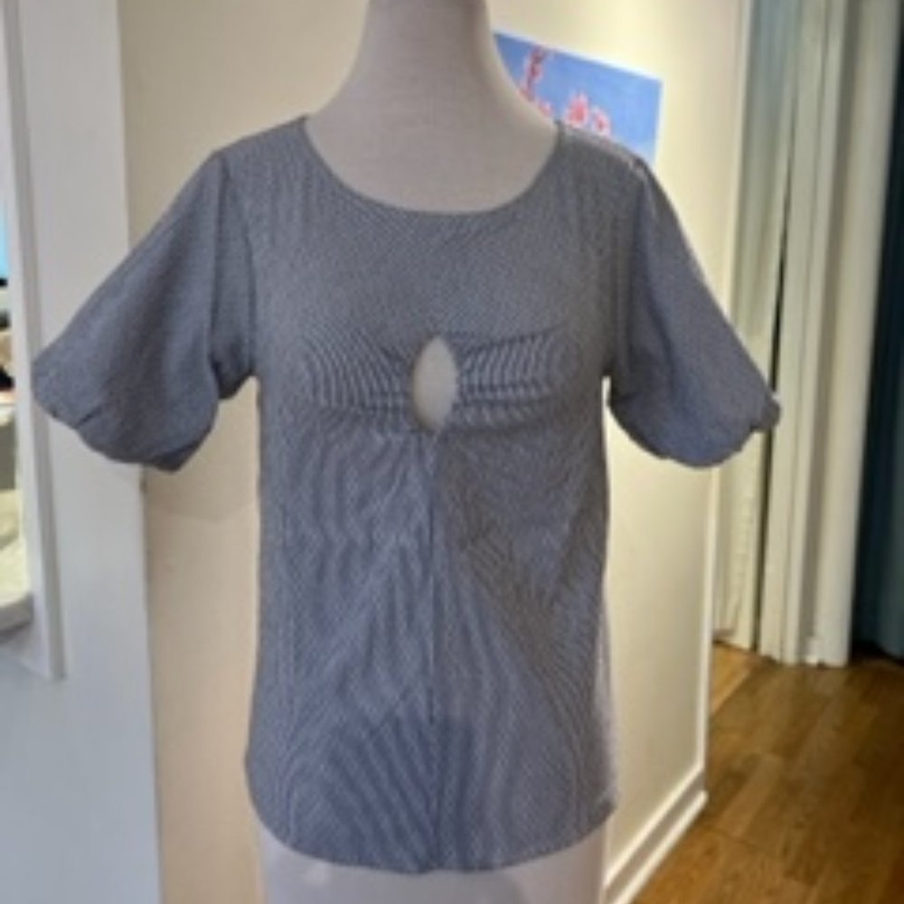 Waverly Grey Blue and White Stripe Top